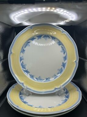 Villeroy & Boch Casa Azul Limone 10.5” Set Of 3 Dinner Plates Beautiful